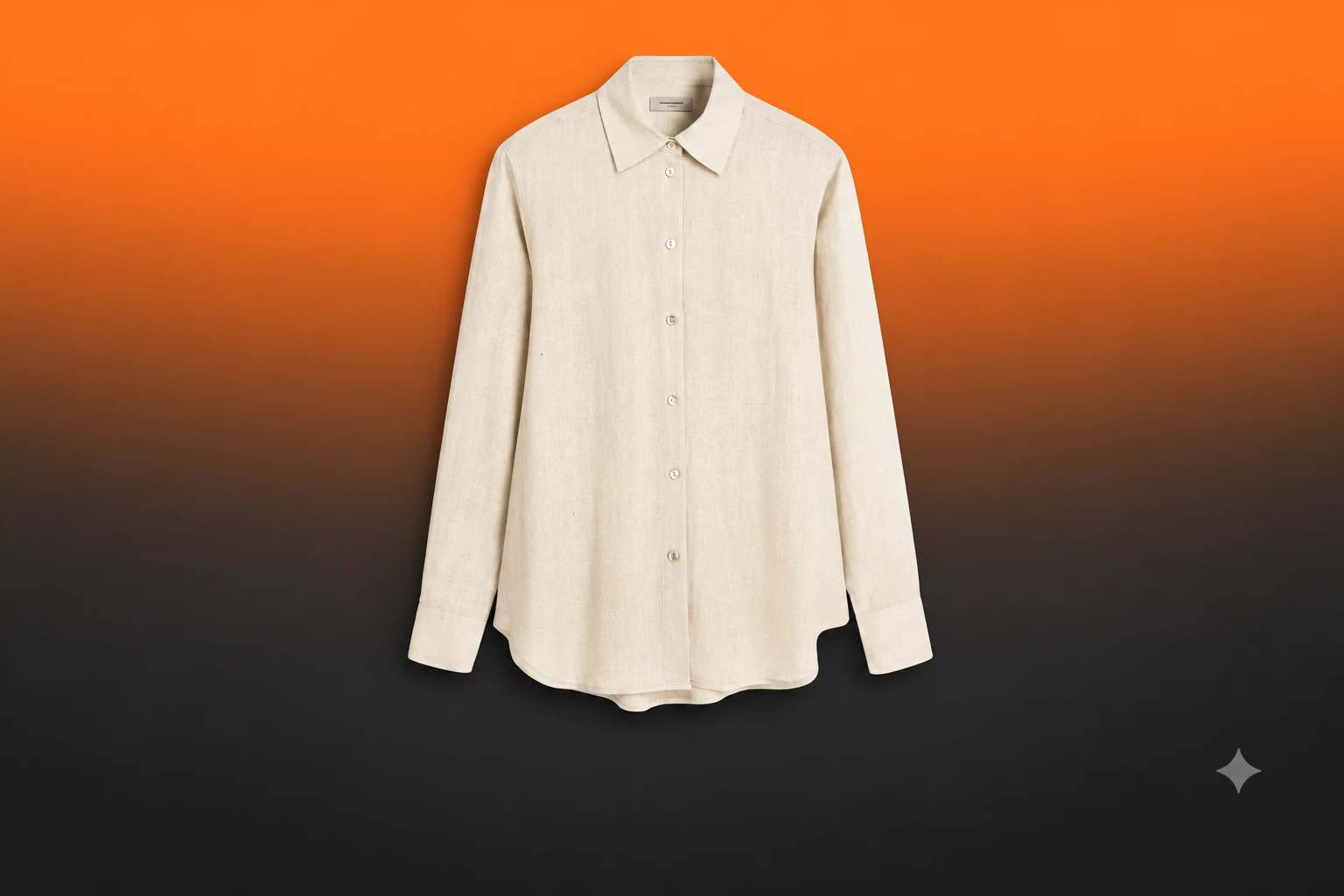 Cream cotton shirt against a tangerine and charcoal backdrop
